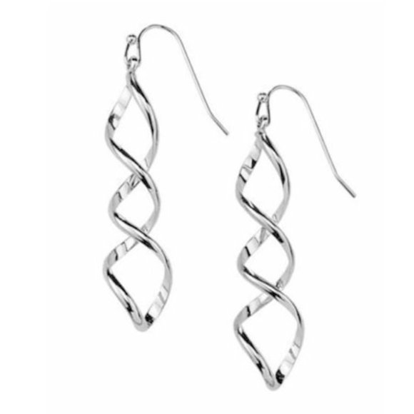 LS-6 LIA SOPHIA TWIZZLER EARRINGS - SILVER TONE RV$32 - Picture 1 of 4